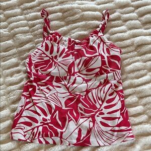 Beach House Red and White Leaf Print Camisole